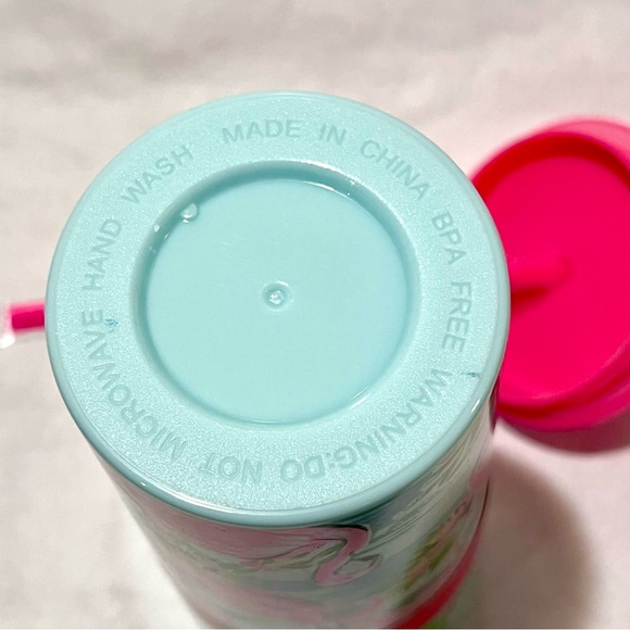 Lilly Pulitzer Flamingo Tumbler with Straw Blue/Pink Multi 24oz - Picture 9 of 13
